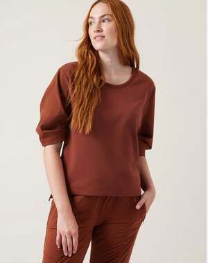 ATHLETA Harlow Hybrid Short Tee Ancient Mahogany High-Low Size X-Large XL NEW